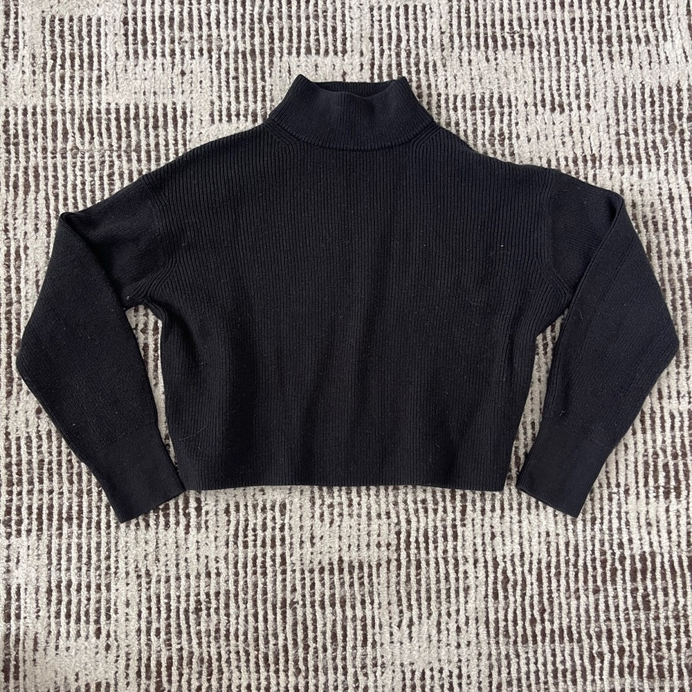 Lululemon | Cropped Black Knit Turtleneck Sweater